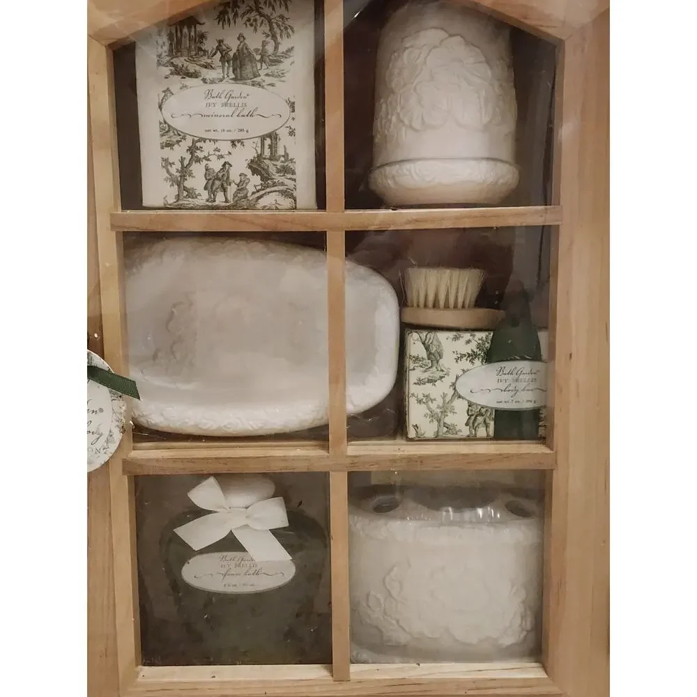 Bath Garden Vintage Wood Glass Wall Curio Display Cabinet Body Case Collection